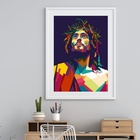 Quadro Moderno Jesus- 60x48cm Moldura:madeira Preta