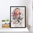 Quadro Moderno Mulher Flores Surreal Rosa