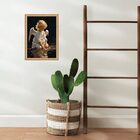 Quadro Moldura Dourada Anjinho Criança 33x24cm Acabamento:com
