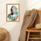 Quadro Moldura Dourada Aquarela Buda 45x34cm Acabamento:com A