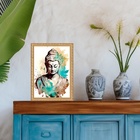 Quadro Moldura Dourada Aquarela Buda 45x34cm Acabamento:com A