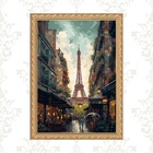Quadro Moldura Dourada Arte Paris 33x24cm Acabamento:com Vidro
