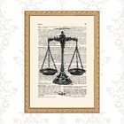 Quadro Moldura Dourada Balança Da Justiça 33x24cm Acabamento: