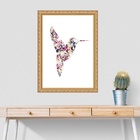 Quadro Moldura Dourada Beija-flor 24x18cm Acabamento:com Vidro