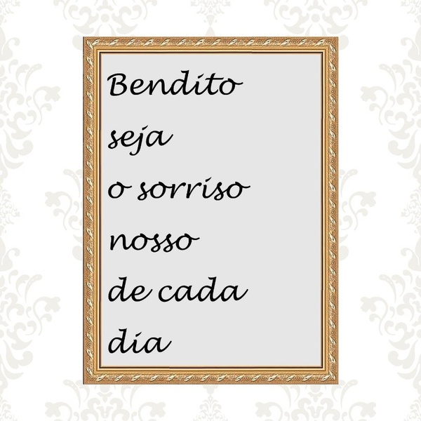 Quadro Moldura Dourada Bendito Seja O Sorriso 24x18cm Acabame