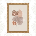 Quadro Moldura Dourada Boho Folhas 45x34cm Acabamento:com Vid