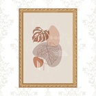 Quadro Moldura Dourada Boho Folhas 45x34cm Acabamento:com Vid