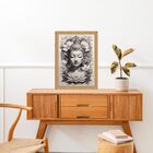 Quadro Moldura Dourada Buda Cinza 33x24cm Acabamento:com Acet