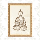 Quadro Moldura Dourada Buda Indiano 33x24cm Acabamento:com Vi