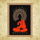 Quadro Moldura Dourada Buda Meditação 24x18cm Acabamento:com