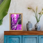 Quadro Moldura Dourada Buda Roxo 33x24cm Acabamento:com Vidro