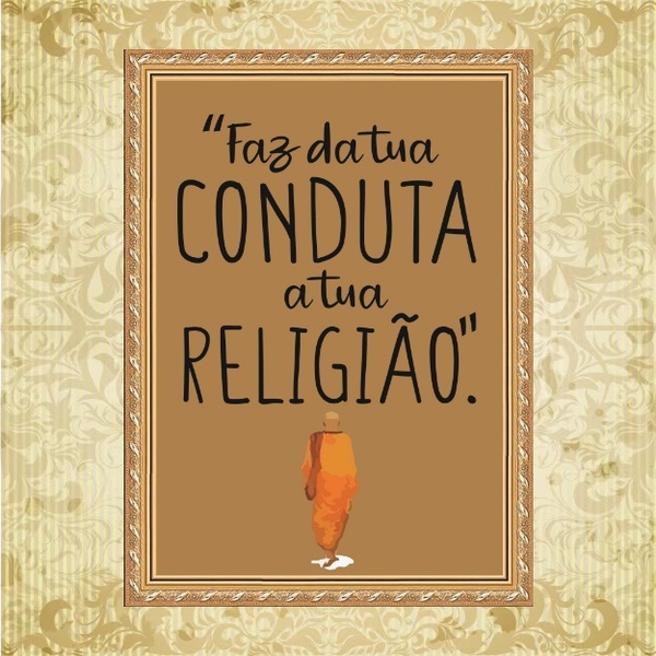 Quadro Moldura Dourada Budismo 33x24cm Acabamento:com Vidro