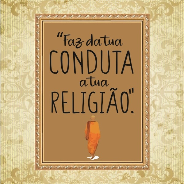 Quadro Moldura Dourada Budismo 45x34cm Acabamento:com Acetato