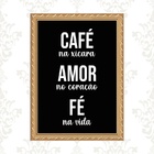 Quadro Moldura Dourada Café Amor Fé 33x24cm Acabamento:com Vi