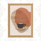 Quadro Moldura Dourada Café Aquarela 33x24cm Acabamento:com A