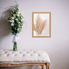 Quadro Moldura Dourada Capim Dos Pampas 45x34cm Acabamento:co