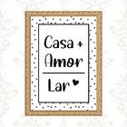 Quadro Moldura Dourada Casa Amor Lar 45x34cm Acabamento:com A