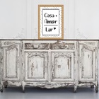 Quadro Moldura Dourada Casa Amor Lar 45x34cm Acabamento:com A