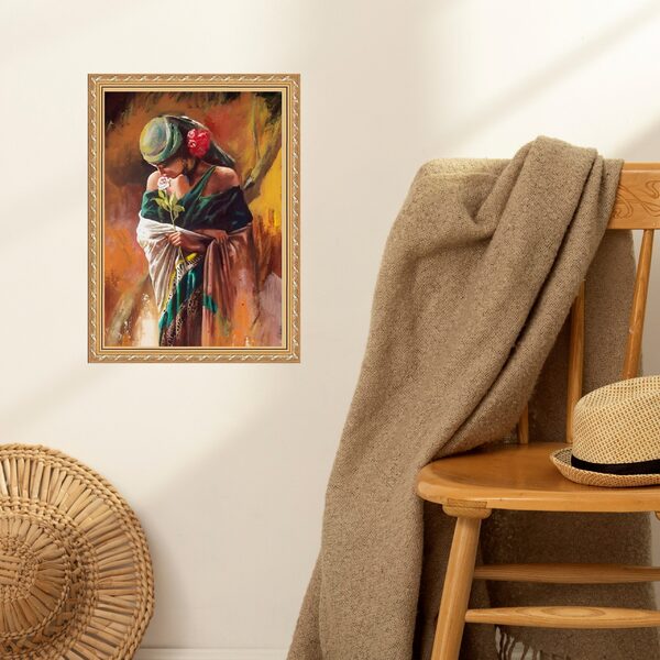 Quadro Moldura Dourada Cigana - Arte 33x24cm Acabamento:com V