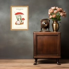 Quadro Moldura Dourada Cogumelos Vintage 45x34cm Acabamento:c