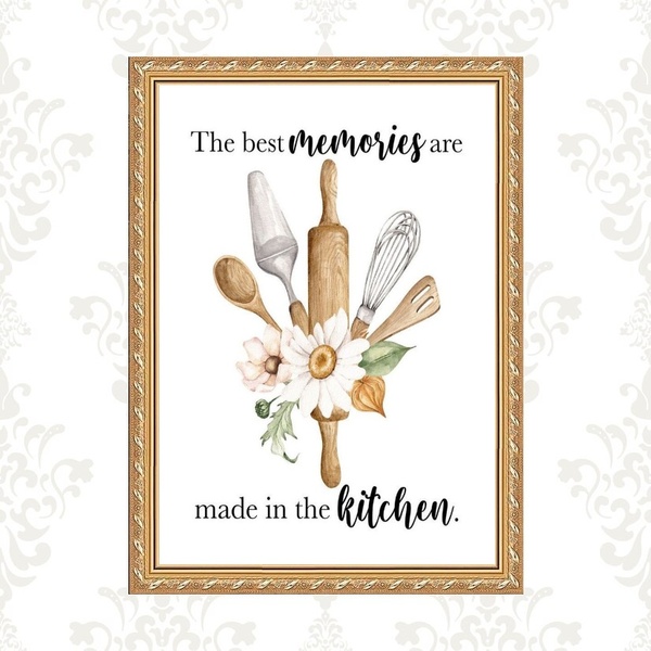 Quadro Moldura Dourada Cozinha - Memórias 45x34cm Acabamento: