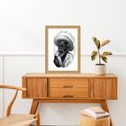 Quadro Moldura Dourada Desenho Preto Velho 24x18cm Acabamento