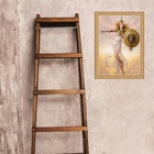 Quadro Moldura Dourada Deusa Atena 24x18cm Acabamento:com Vid