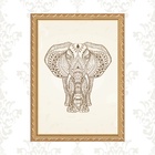 Quadro Moldura Dourada Elefante Indiano 33x24cm Acabamento:co