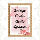 Quadro Moldura Dourada Entrego Aceito Confio 33x24cm Acabamen