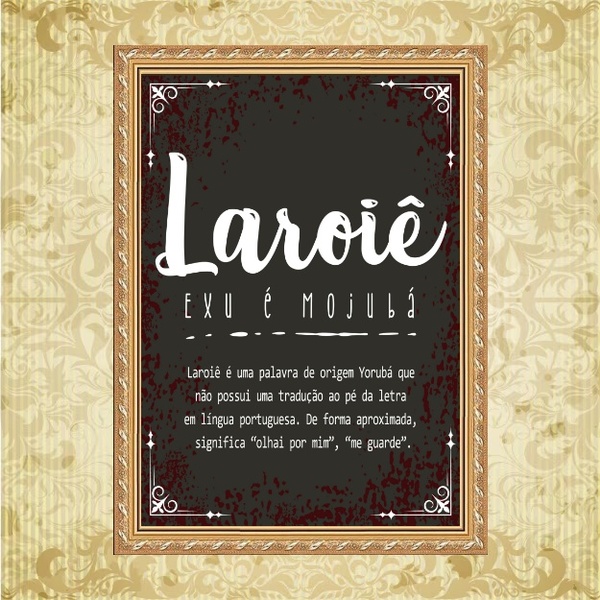 Quadro Moldura Dourada Exu Laroiê 33x24cm Acabamento:com Acet