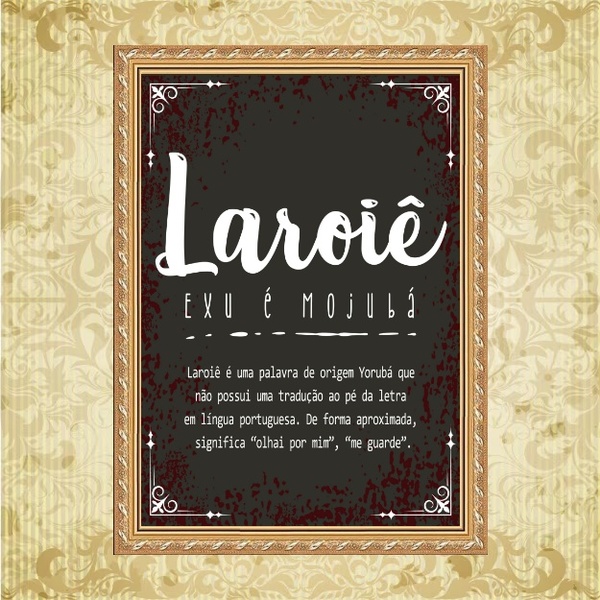 Quadro Moldura Dourada Exu Laroiê 45x34cm Acabamento:com Vidro