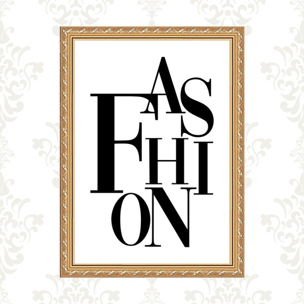 Quadro Moldura Dourada Fashion 24x18cm Acabamento:com Acetato