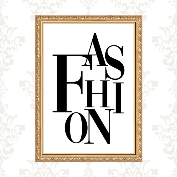 Quadro Moldura Dourada Fashion 45x34cm Acabamento:com Vidro