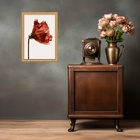 Quadro Moldura Dourada Flor Alaranjada 33x24cm Acabamento:com