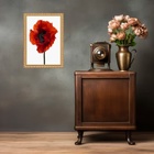 Quadro Moldura Dourada Flor Avermelhada 33x24cm Acabamento:co