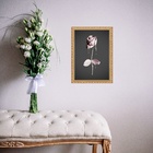 Quadro Moldura Dourada Flor Rosa E Cinza 33x24cm Acabamento:c