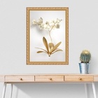 Quadro Moldura Dourada Flores 24x18cm Acabamento:com Acetato