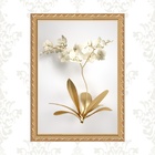 Quadro Moldura Dourada Flores 45x34cm Acabamento:com Acetato