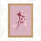 Quadro Moldura Dourada Flores Rosas - Tinta 45x34cm Acabament