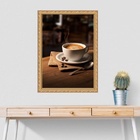 Quadro Moldura Dourada Fotografia Café 33x24cm Acabamento:com