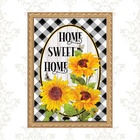 Quadro Moldura Dourada Home Sweet Home Girassóis 45x34cm Acab