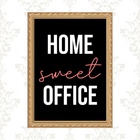 Quadro Moldura Dourada Home Sweet Office 24x18cm Acabamento:c