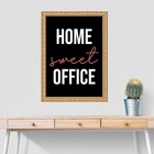 Quadro Moldura Dourada Home Sweet Office 33x24cm Acabamento:c