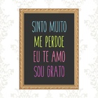 Quadro Moldura Dourada - Ho'oponopono 24x18cm Acabamento:com