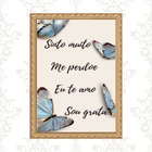 Quadro Moldura Dourada Hoponopono Borboletas 33x24cm Acabamen