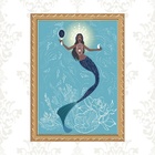 Quadro Moldura Dourada Iemanjá Sereia 24x18cm Acabamento:com