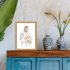 Quadro Moldura Dourada Jesus Com Cordeiro 33x24cm Acabamento: