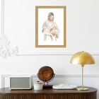 Quadro Moldura Dourada Jesus Com Cordeiro 33x24cm Acabamento: