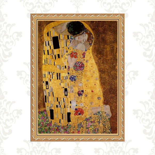 Quadro Moldura Dourada Klimt - Beijo 33x24cm Acabamento:com A
