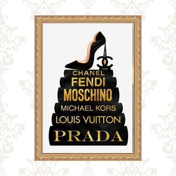 Quadro Moldura Dourada Livros Moda Fashion 45x34cm Acabamento